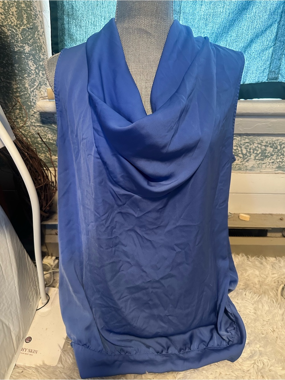 Lane Bryant Draped Cowl Neck Blouse in Royal Blue
